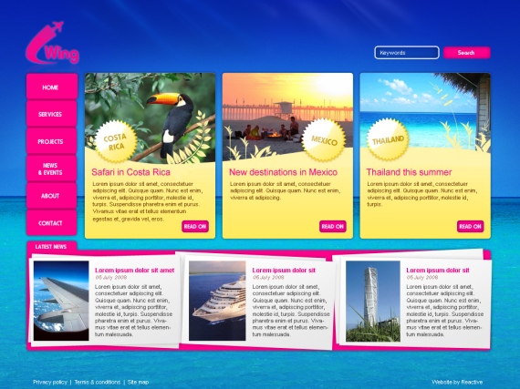 Web Page Design for Travel Website